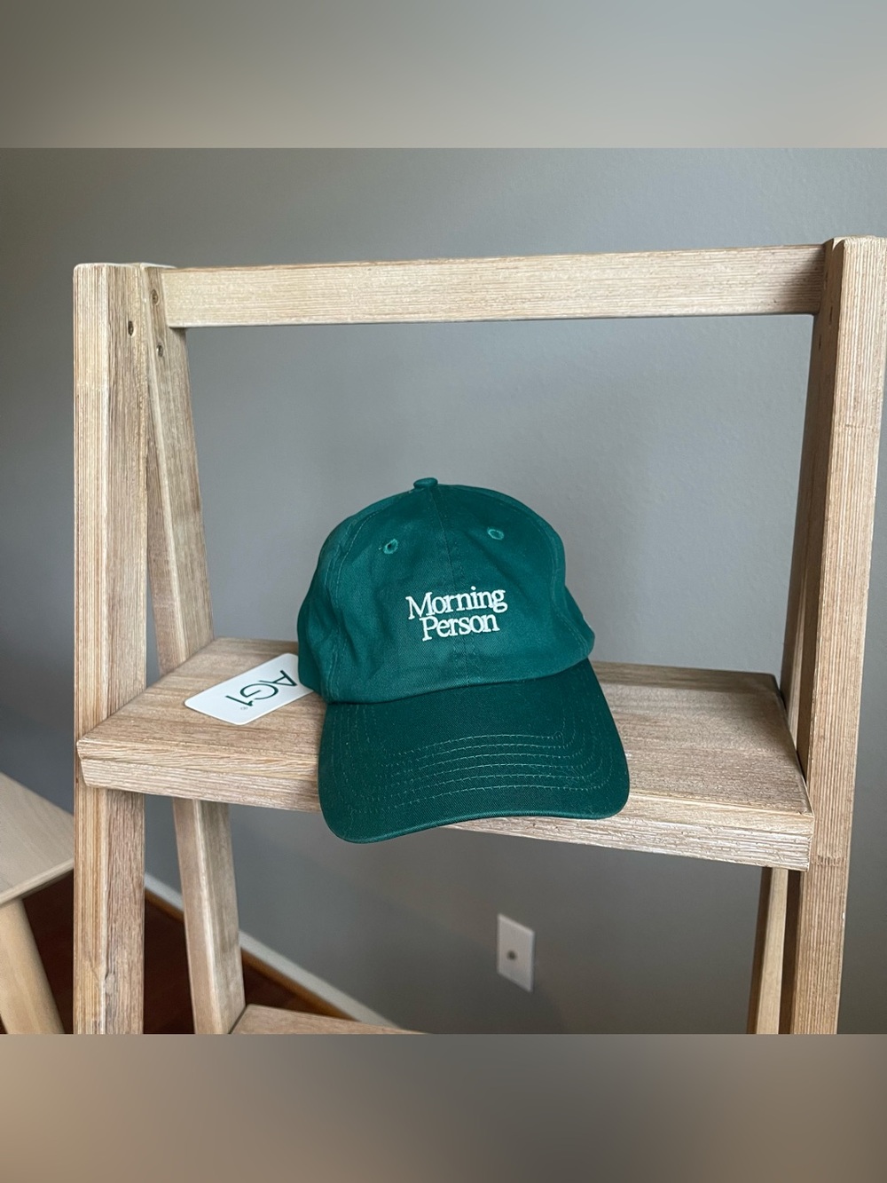 NWT- AG1 Adjustable “Morning Person” One size Green Strapback Baseball Cap Gift - Picture 2 of 9